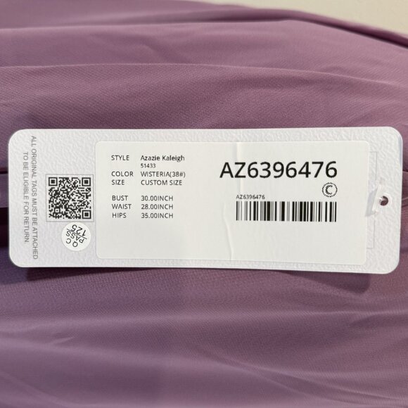 Azazie Kaleigh Bridesmaid Pleated Chiffon Dress Full Length Wisteria Custom NWT - Picture 10 of 15